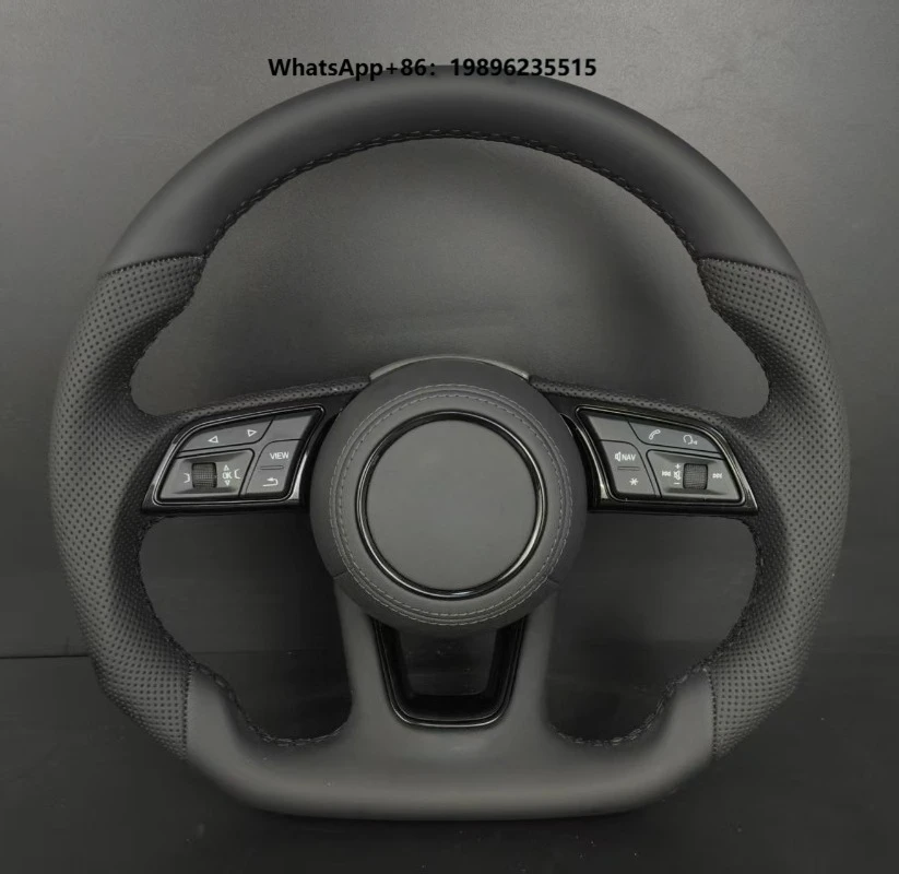 Custom S-Line Sport Flat Bottom Car Steering Wheel Perforated Leather