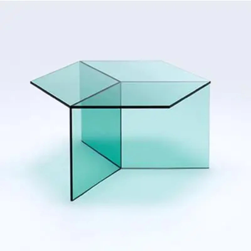 

Nordic modern stylish acrylic coffee table, creative transparent designer adjustable side table with hexagonal panel