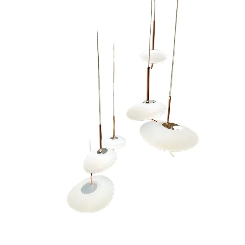 

Stair chandelier, duplex loft empty living room light, rotating staircase, long chandelier, high-end villa