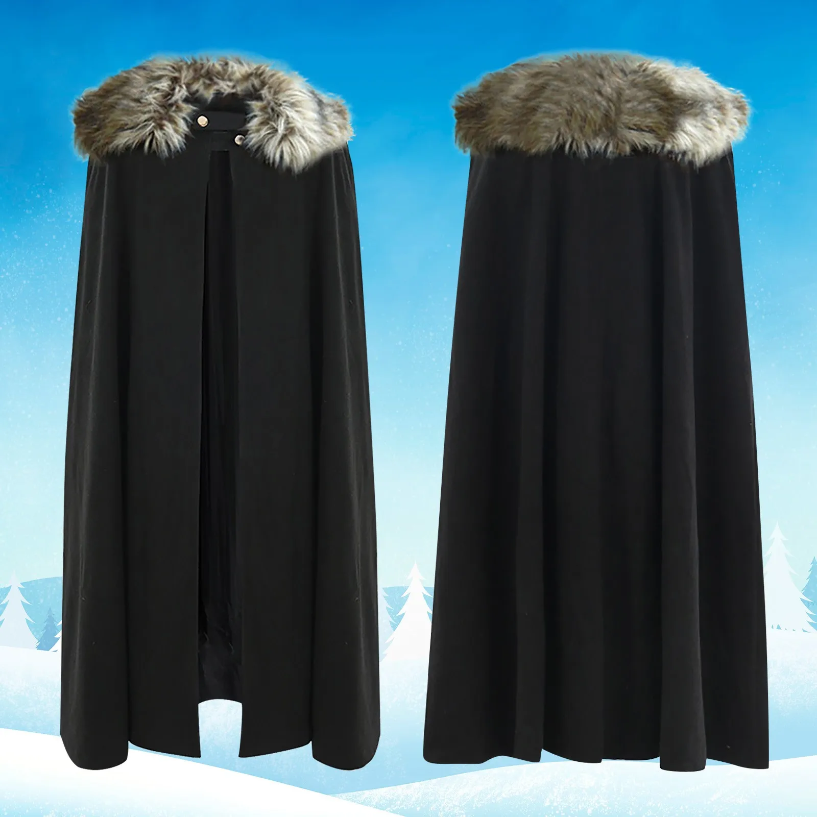 2024 medievale donna e uomo mantello per adulti inverno collo spesso cavaliere Cosplay mantello cappotto gotico mantello retrò Costume di Halloween