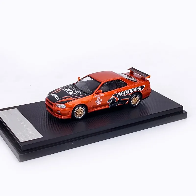 Sw diecast 1/64 escala skyline liga modelo carros skyline gtr bnr34 jogar veículos brinquedos para meninos presente caixa original
