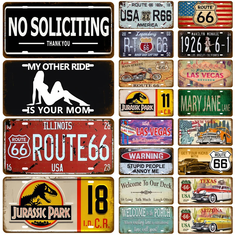 Vintage Metal Sign Plate Wall Decor For Bar Garage Man Cave Retro Poster Route 66 Plaque Tin Sign Racing Motor Oil Tyre Service