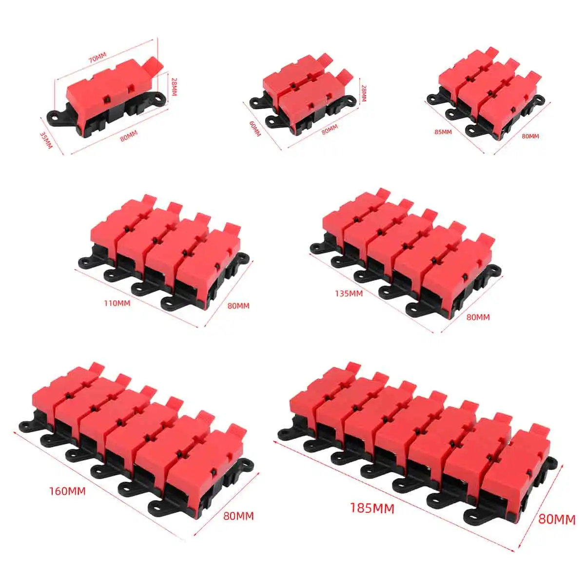 1-7 Way BDFS Fuse Box, 200A High Current Fork Bolt Fuse Holder, Suitable for MIDI Fuses, Bolt Fuses, Cars, RVs, Audio Applicatio