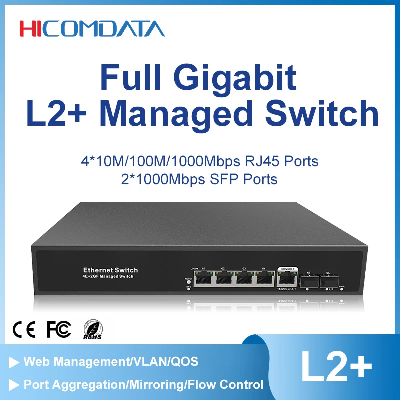 

HICOMDATA Switch Ethernet Gigabit Managed Network 1000mbps Sfp Internet Poe 4 Ports Commercial Networking Equipments Computer