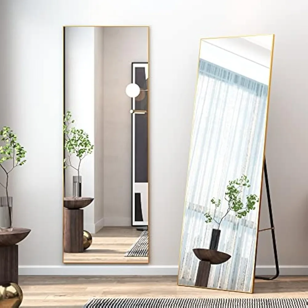 Home Mirror, Full Length Floor Standing Mirror, 65x20/19 inches, Wall Mounted, Aluminum Alloy Frame, Shatterproof