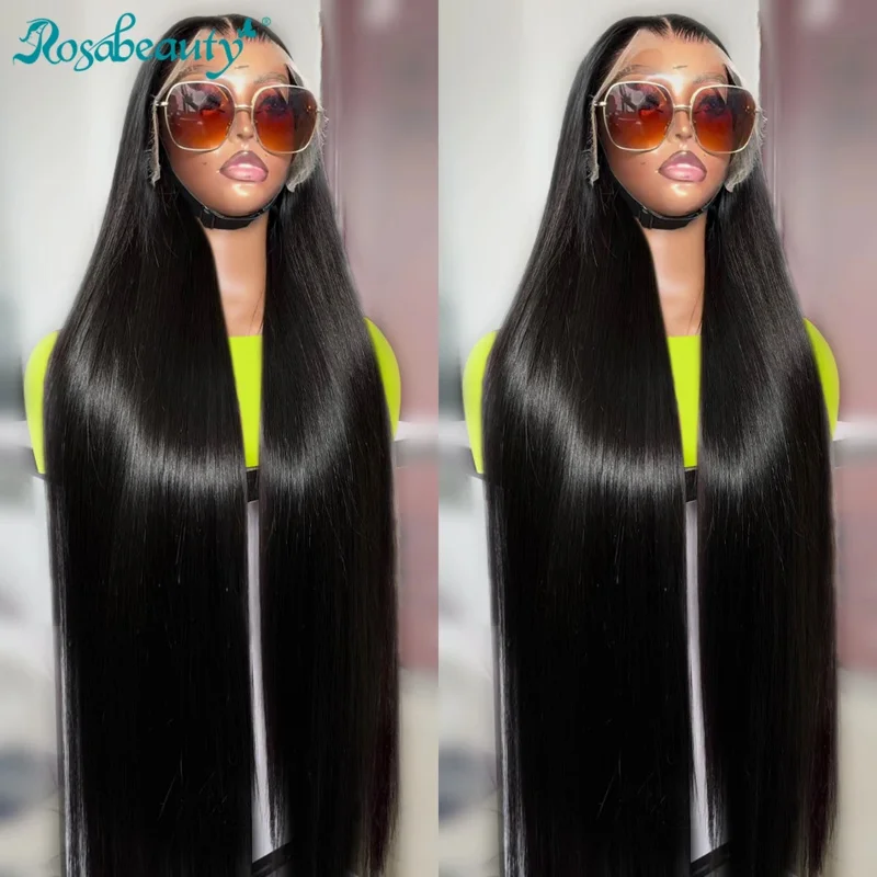 30 40 Inch Bone Straight Transparent 13x4 Lace Frontal Human Hair Wigs 250 Density Brazilian Remy 13x6 Lace Front Wig For Women