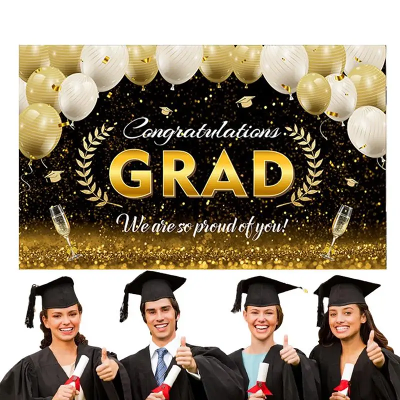 Congrats Grad Banner Waterproof Graduation Photo Backdrop Booth & Background Non-fade Graduation Banners Congrats Grad Party