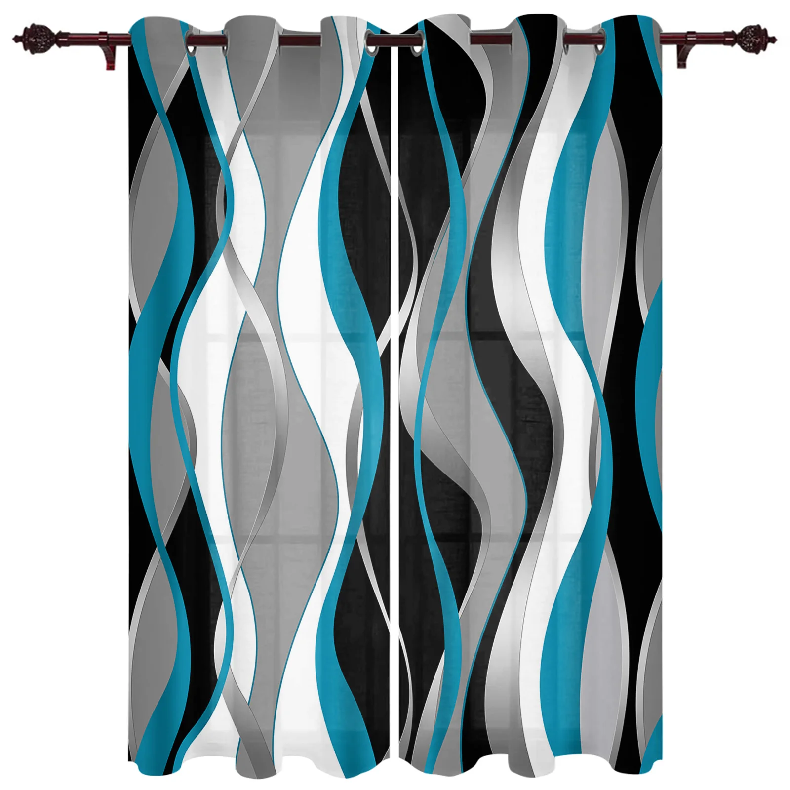 

Dimensional Abstract Gradient Turquoise Childrens' Room Curtain Hall Living Room Window Curtain Gift Large Finished Curtain