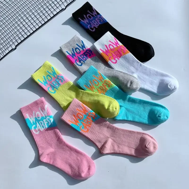 All-match college style European and American street skateboard socks couple letters sports cotton socks