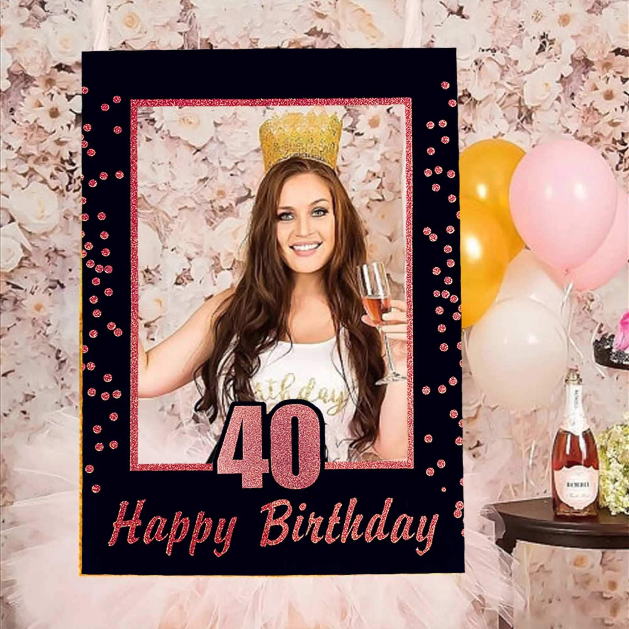 LaVenty Rose Gold 18th 30th 40th Birthday Party Photo Booth Props Birthday 18th Birthday 30th Birthday 40th Birthday Photo Frame