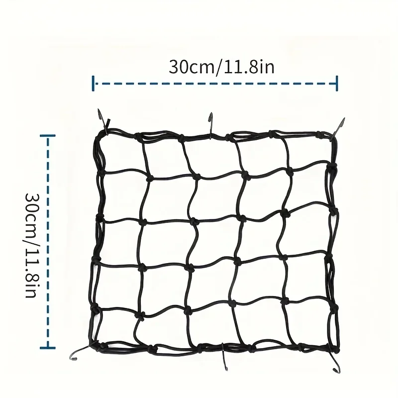 1pc Motorcycle Luggage Net Bike 6 Hooks Hold down Fuel Tank Luggage Mesh Web Bungee Black Motorcycle Bike Tank Car Styling