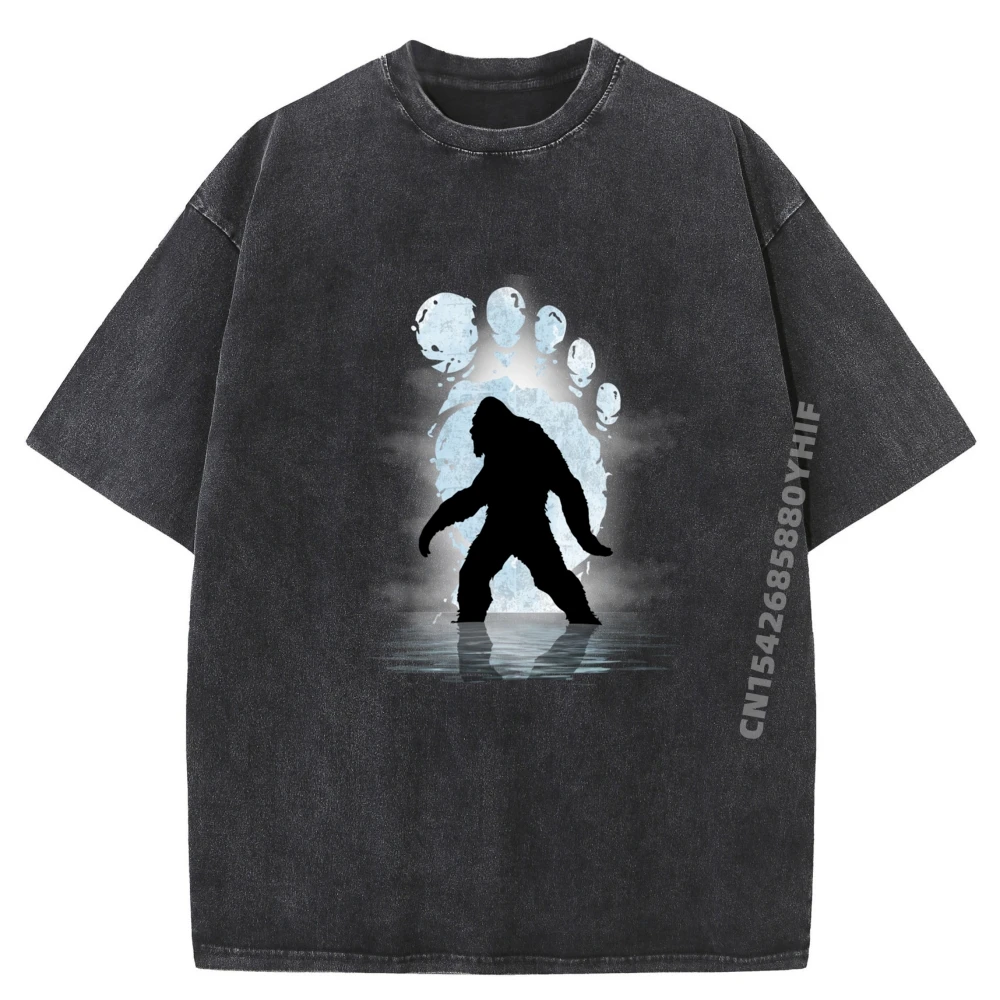 

Casual Bigfoot Footprint Moon T-shirts Men For Men Newest Autumn Comfortable Cotton Fabric Washed Short Sleeve Men Tops Tees