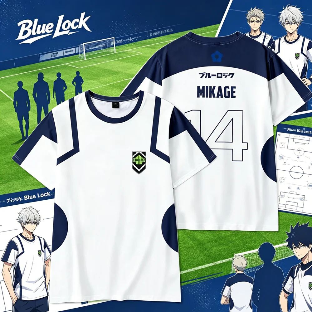 Blue Lock NAGI Man Shine City Summer Top Anime Cosplay Football Uniform Breathable 3D Sports T-shirt Hyoma Chigiri Tops Unisex
