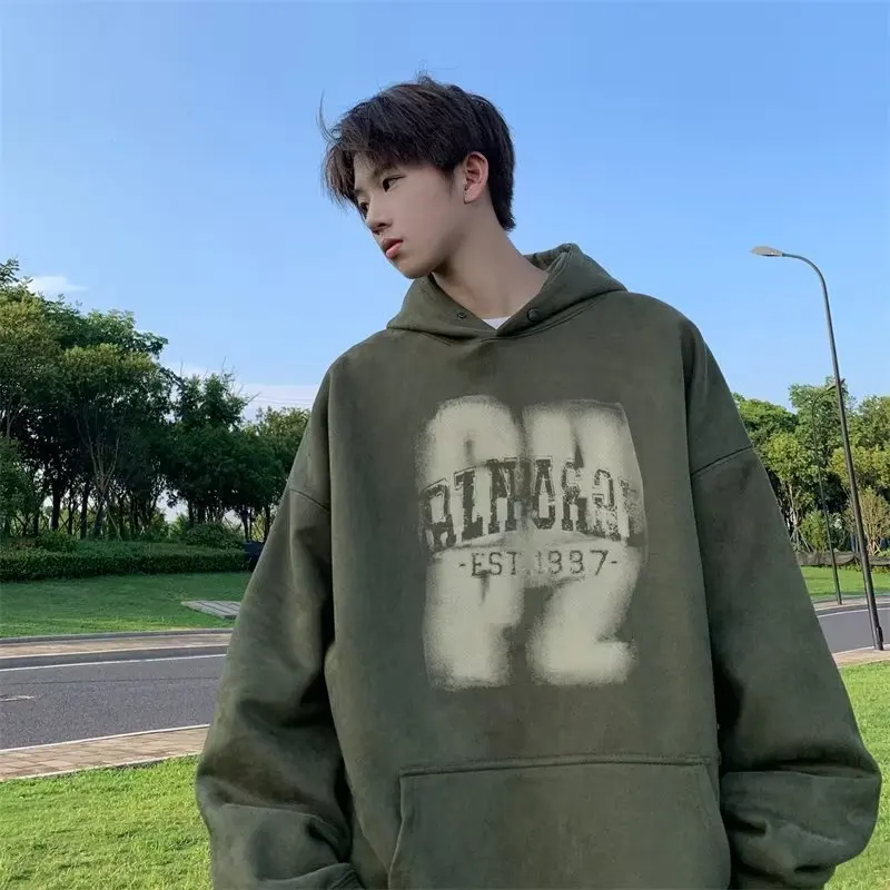 

Fall Winter Men's Oversize Hoodie 250 Pou Comfortable Lazy Sle High-End Feelings Outerwear Polyester Fiber Long Sve