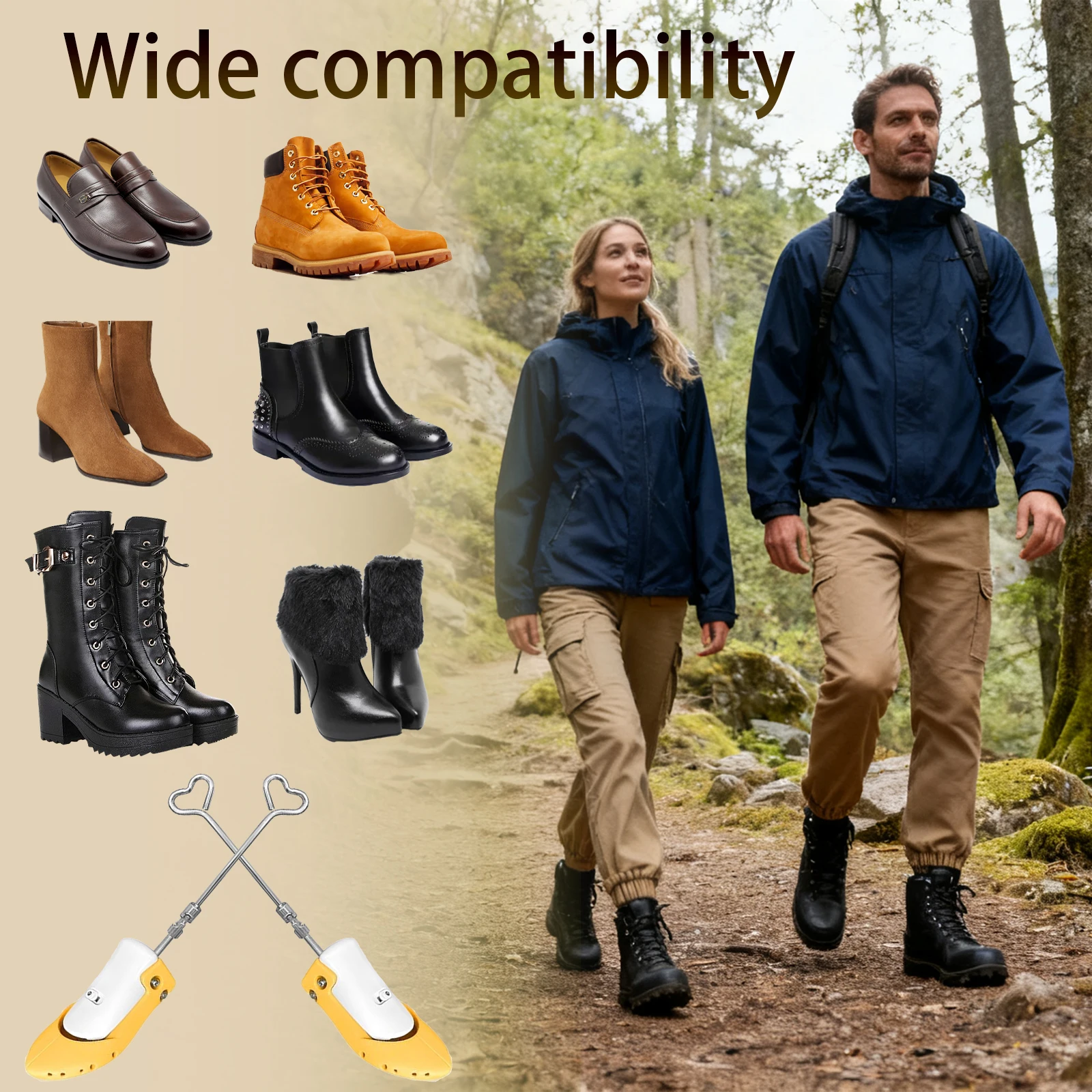 Repacego 1/2pcs Boot Stretchers for Cowboy Boots, Adjustable Width High Instep Shoe Expander Trees for Thick Wide Feet,Men Women