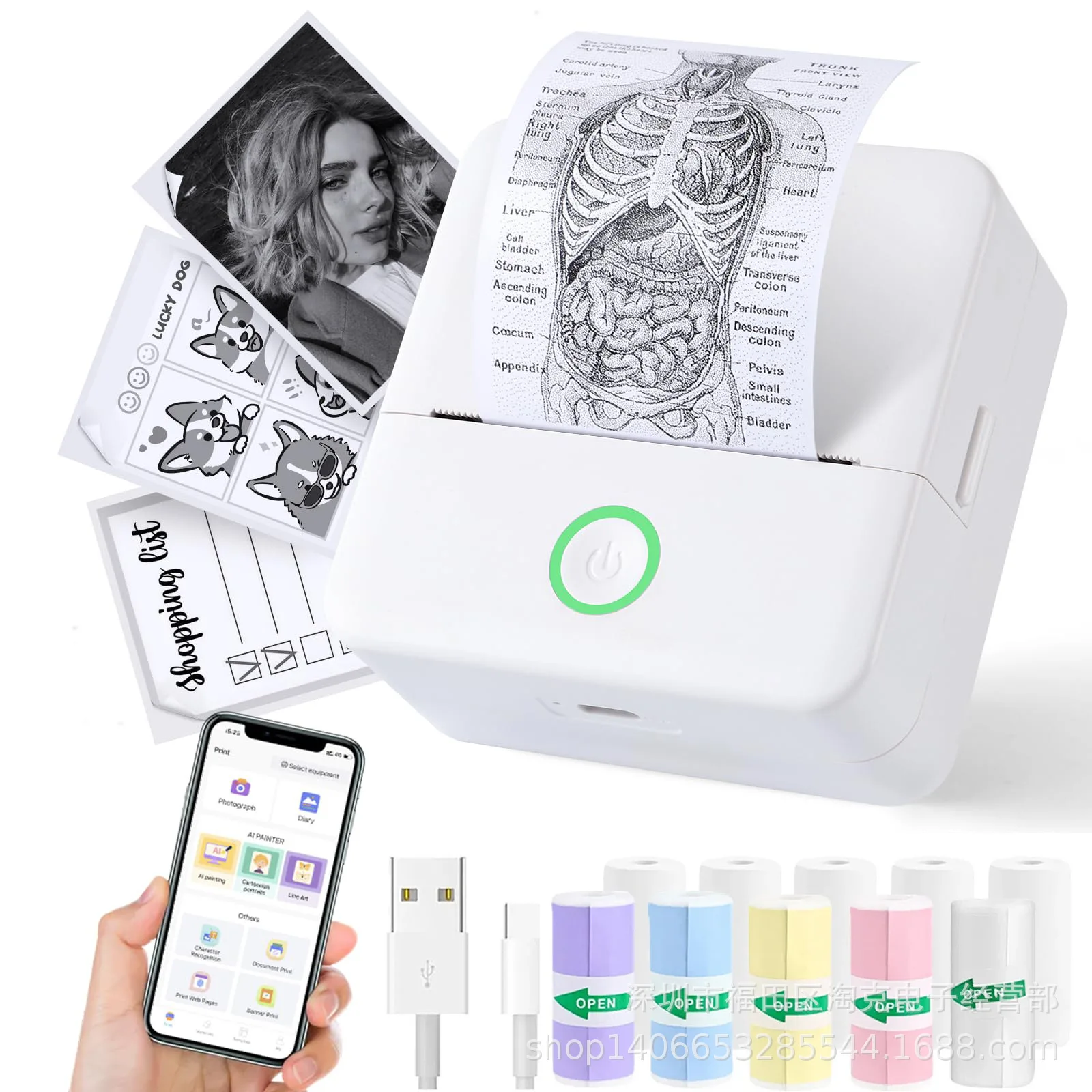 Mini Printer Self-Adhesive Label Portable Wireless Bluetooth Photo Thermal Pocket Printer