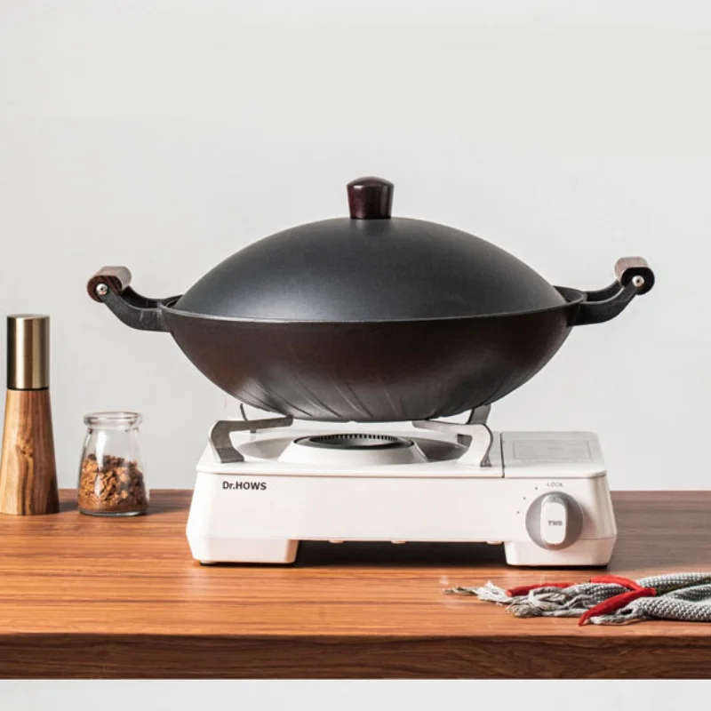 Sartén de hierro fundido con asas de doble bucle para cocina de Gas e inducción, recubrimiento de 0, antiadherente, para estofado y freír