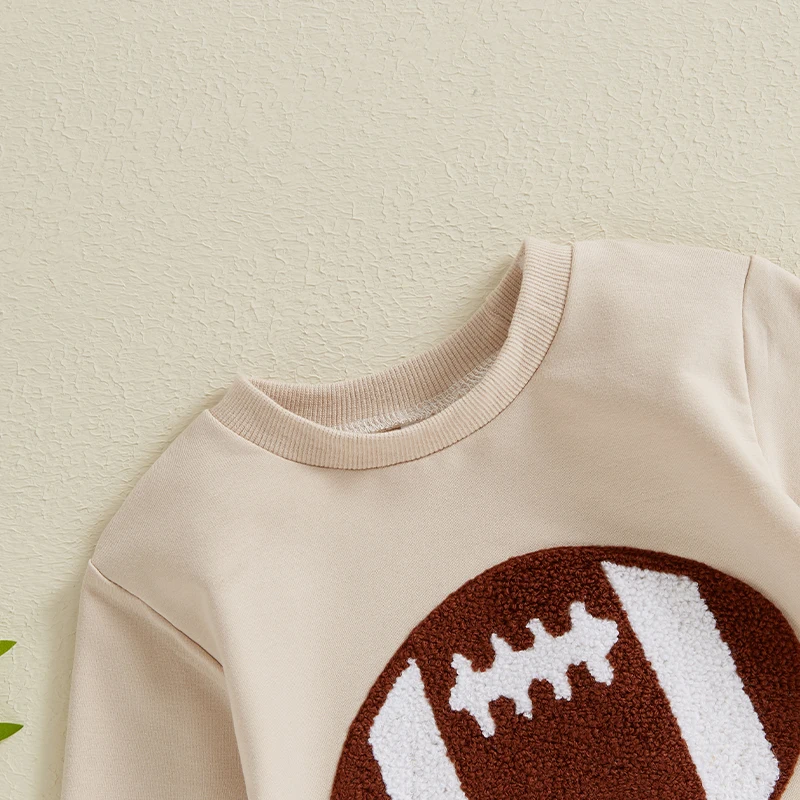 Lioraitiin Autumn Infant Baby Boy Bodysuit Football Embroidered Long Sleeve Fall Jumpsuits Casual Clothes