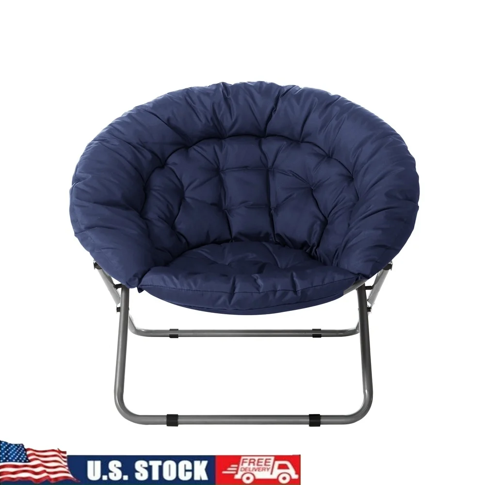 

Oversized Moon Saucer Chair Folding Polyester Lounge Chair Comfortable Steel Frame Indoor Gaming Study Reading Relaxation