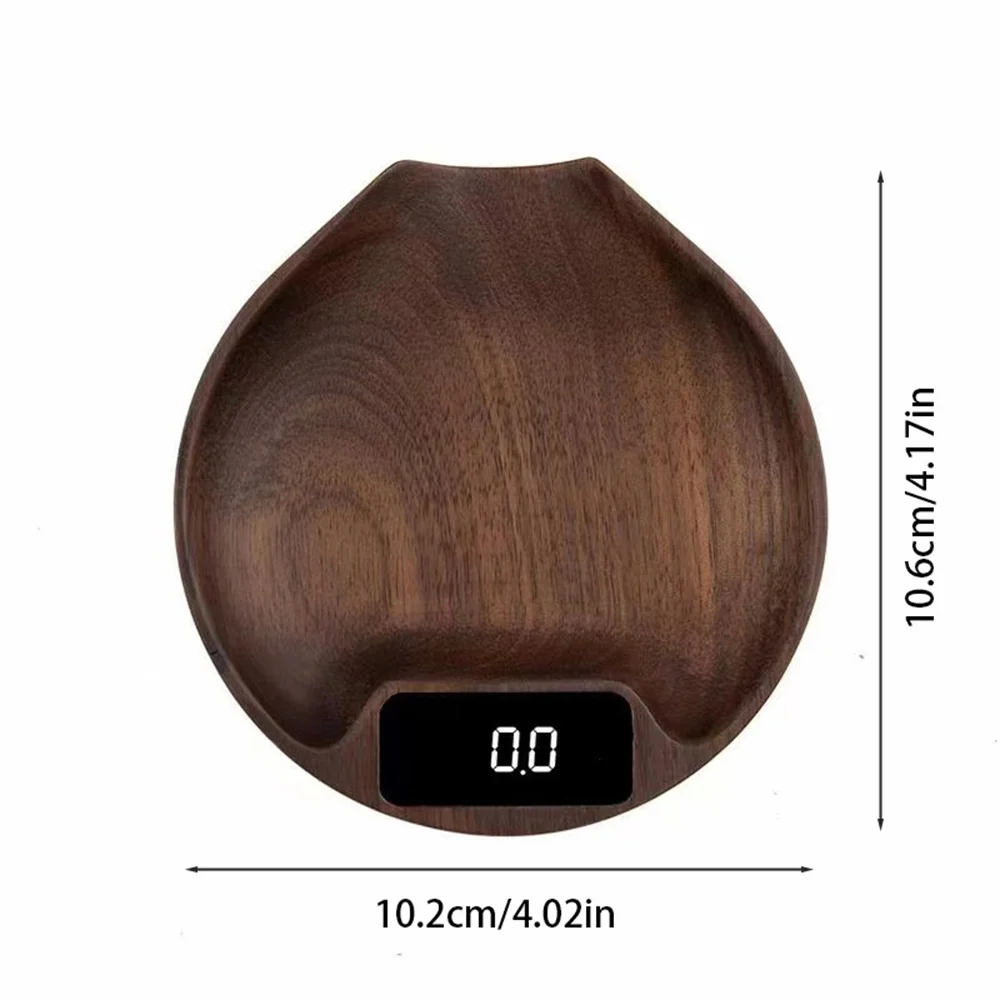 Electronic Scale Bean Tray Espresso LED Weighing 0.1g Natural Walnut Wood High Precision Measures