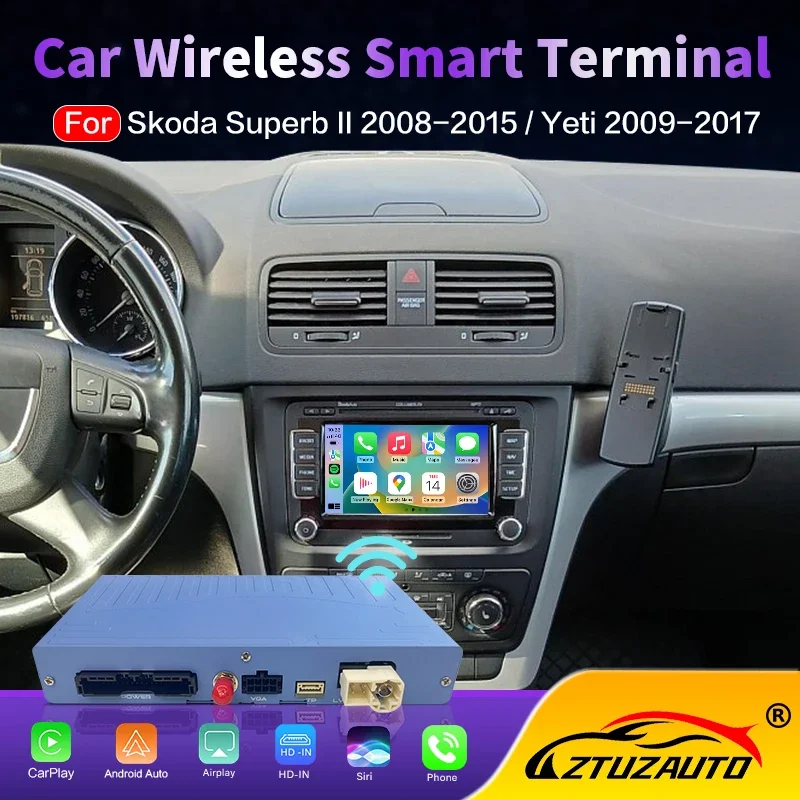 Wireless CarPlay For Skoda Superb II/ Yeti 2008-2017 Smart Android Auto Mirror Link AirPlay Support Front and Rear Cameras