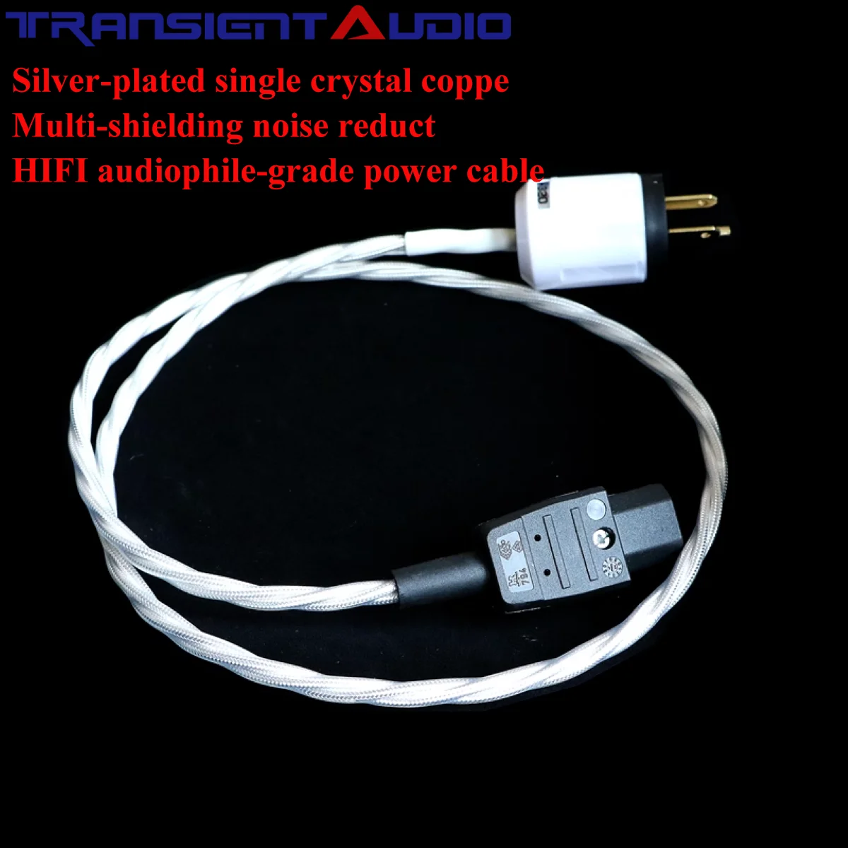 TRANSIENTHI-FIAUDIO 7NOCC Single Crystal Copper Silver-Plated Hi-Fi Audio CD Player, Speaker, and Amplifier Power Cable