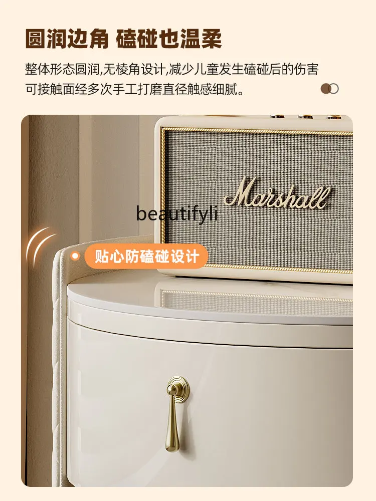 Table de oral et Ronde en Pierre de Style Crème, Armoire de Rangement Créative pour Chambre à Coucher