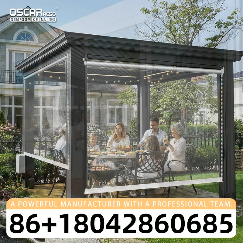 Outdoor Louvered Roof Sun Shade Aluminum Pergola Gazebo with Zip Screen for Gardens Patios Backyards pergola