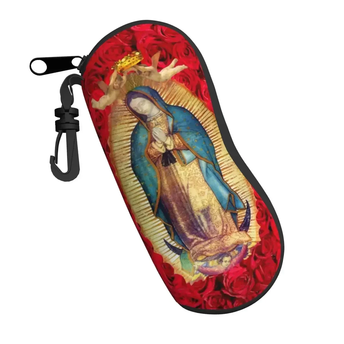 Guadalupe Virgin Mary With Flowers Shell Eyeglasses Protector Cases Cute Sunglass Case Catholic Glasses Pouch