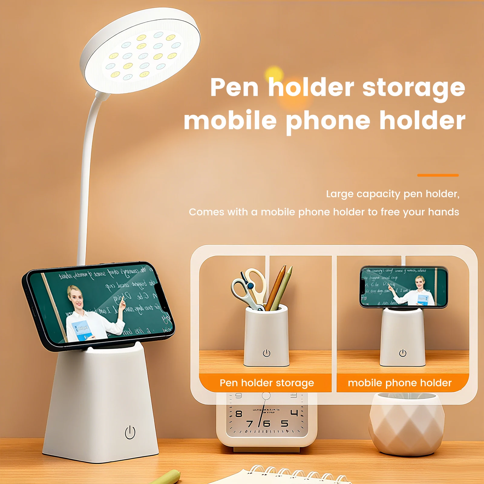 

Портативная светодиодная настольная лампа, заряжаемая через USB настольная лампа, поддержка 3-цветного плавного затемнения, защита глаз, прикроватная лампа для спальни