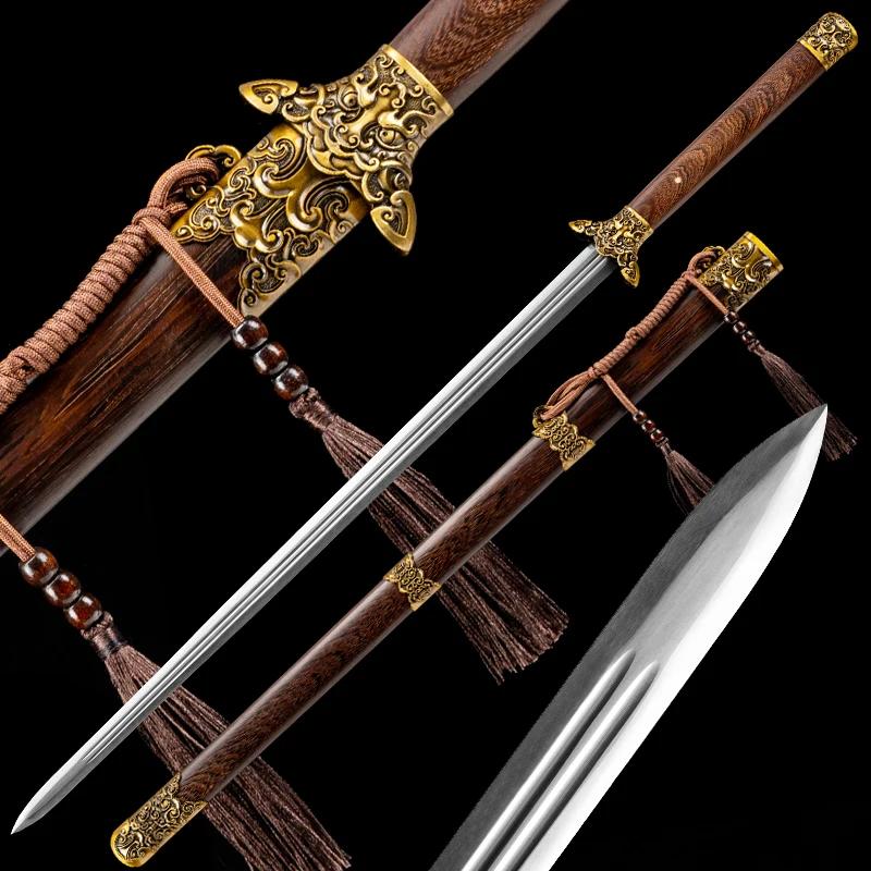 Traditional Chinese Han Dynasty Sword,Manganese Steel Sharp Blade,Hand Forged,RoseWood Scabbard,Collectible Martial Arts Swords