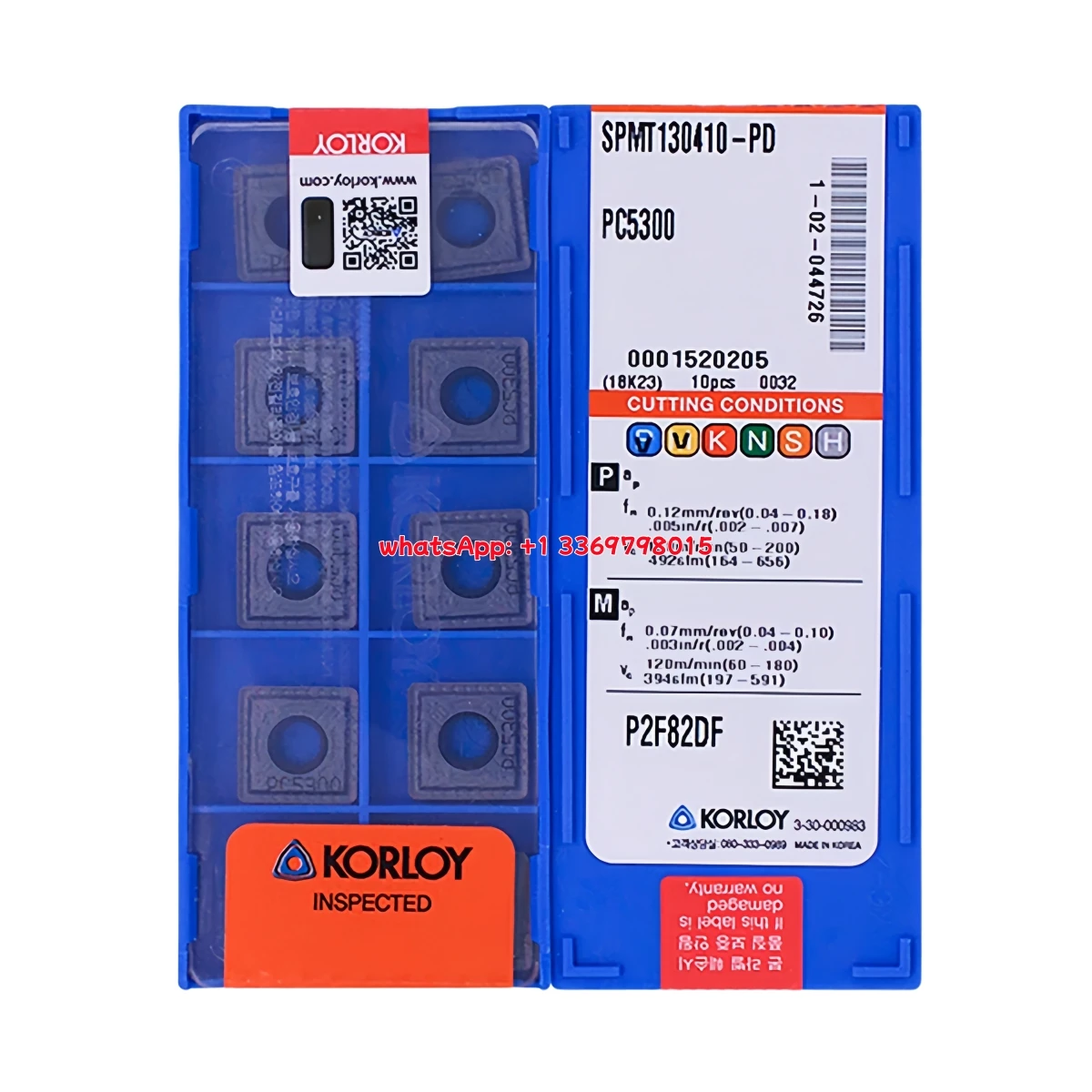 

KORLOY Original Peripheral SPMT SPMT050204 SPMT15M51 Inserts PC5300 General Purpose Grade for King Drill Indexable U-Drill
