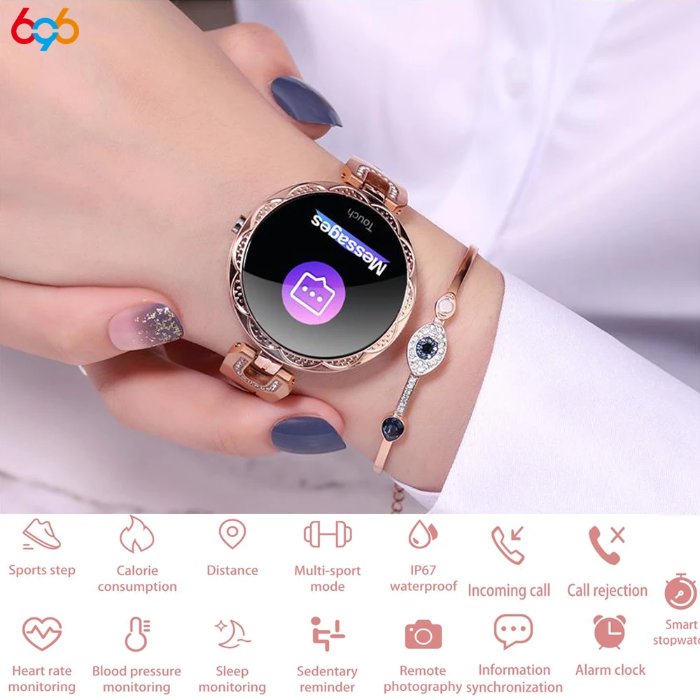 Woman Smart Watch Bracelet Girl Heart Rate Blood Pressure Sleep Quality Detection Pedometer IP67 Waterproof Fashion Smartwatch