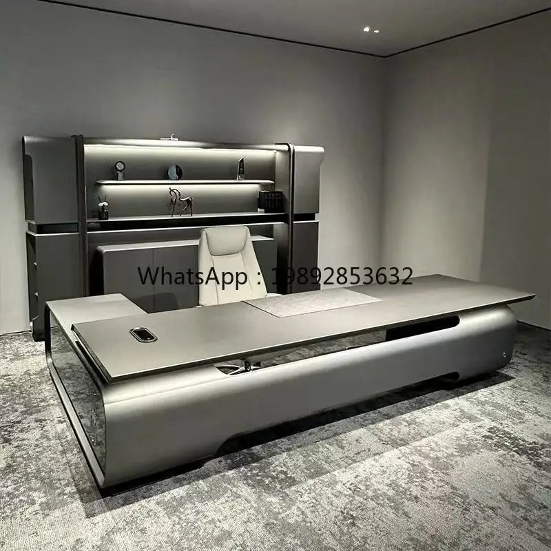 LYY Executive Desk Light Luxury High-End Feel Chairman Manager Office Desk and Chair Set High-End Executive Desk