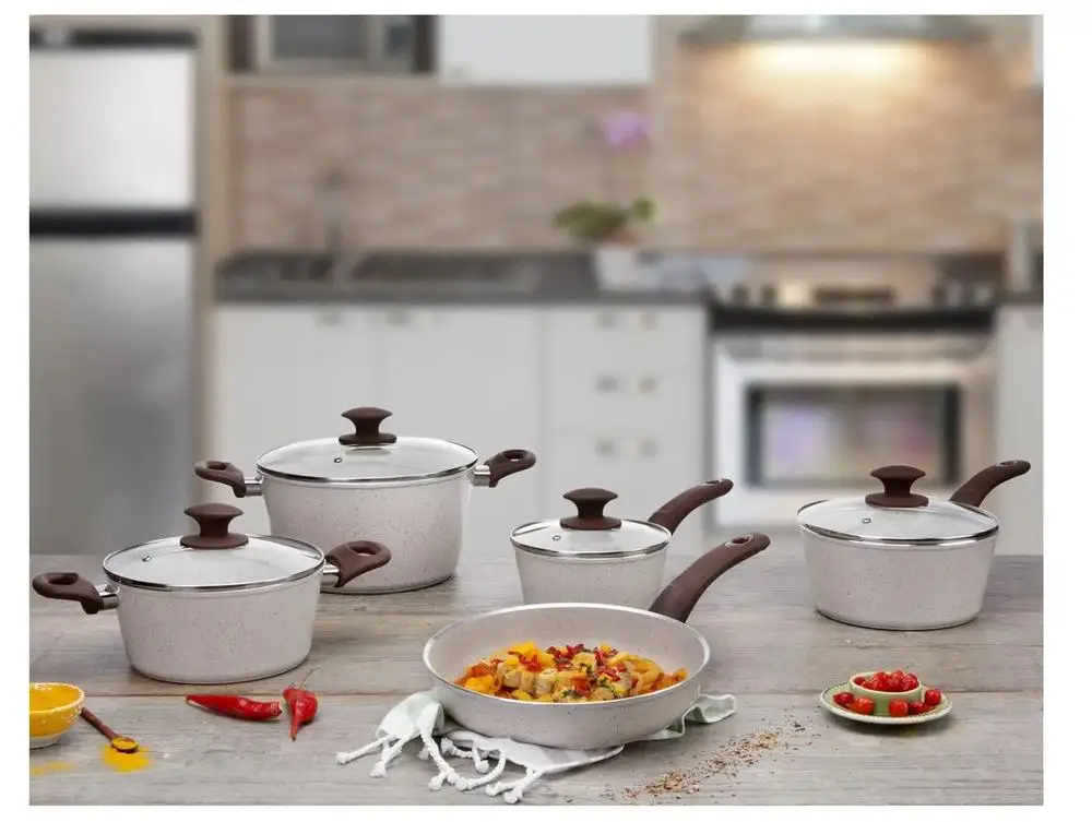 طقم أواني طهي فانيليا 5 قطع أوبتيما إسنشيالز سيراميك لايف من الألومنيوم برينوكس