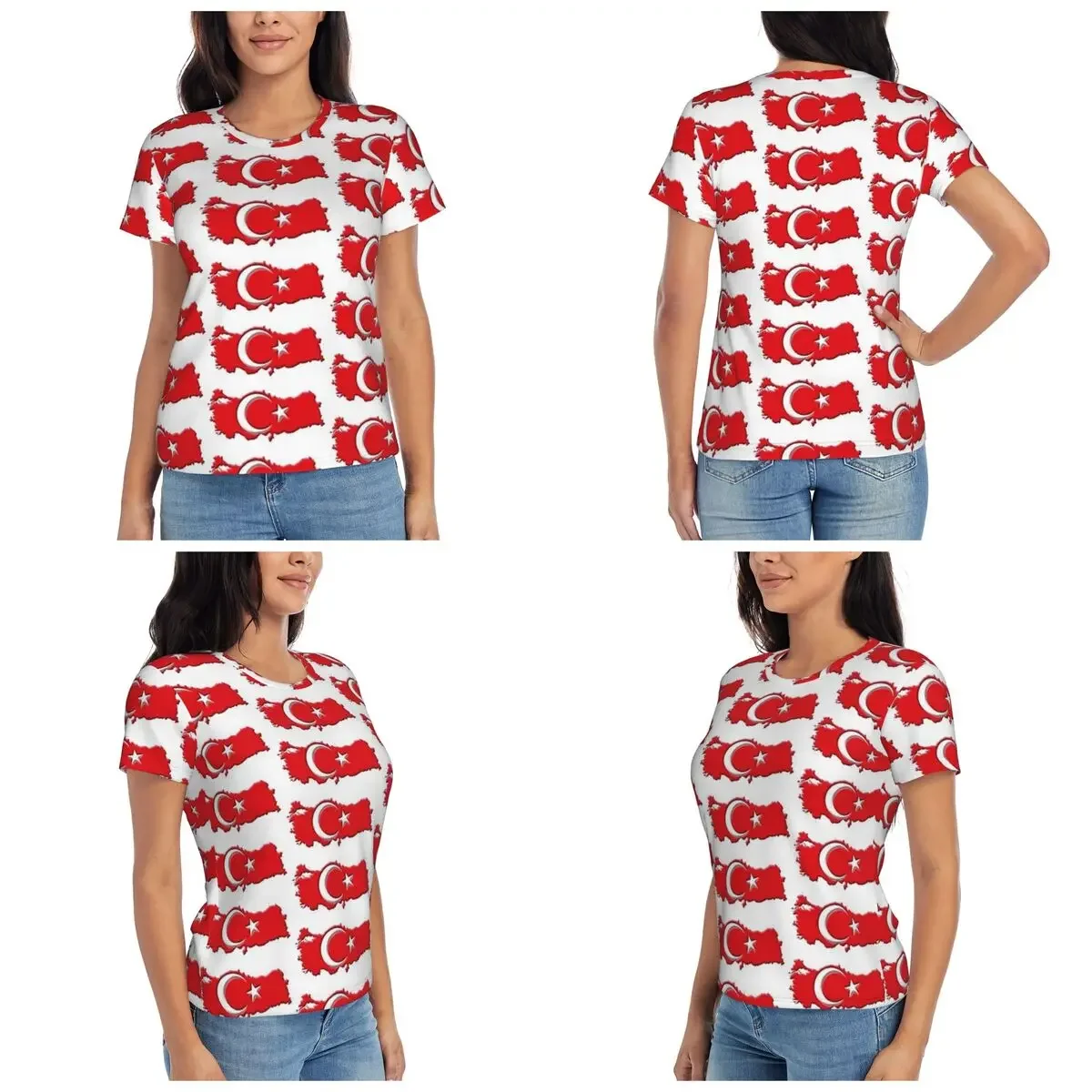The Republic Of Turkey Flag T-Shirt Women Short Sleeve T Shirts Round Neck Streetwear Cotton Summer Tees Streetwear