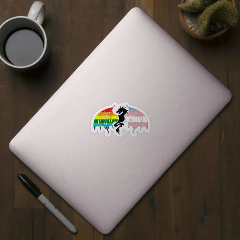 Gej + Trans Pride smok naklejka na laptopa dekoracja do sypialni samochód urocza rysunki modna publiczna walizka