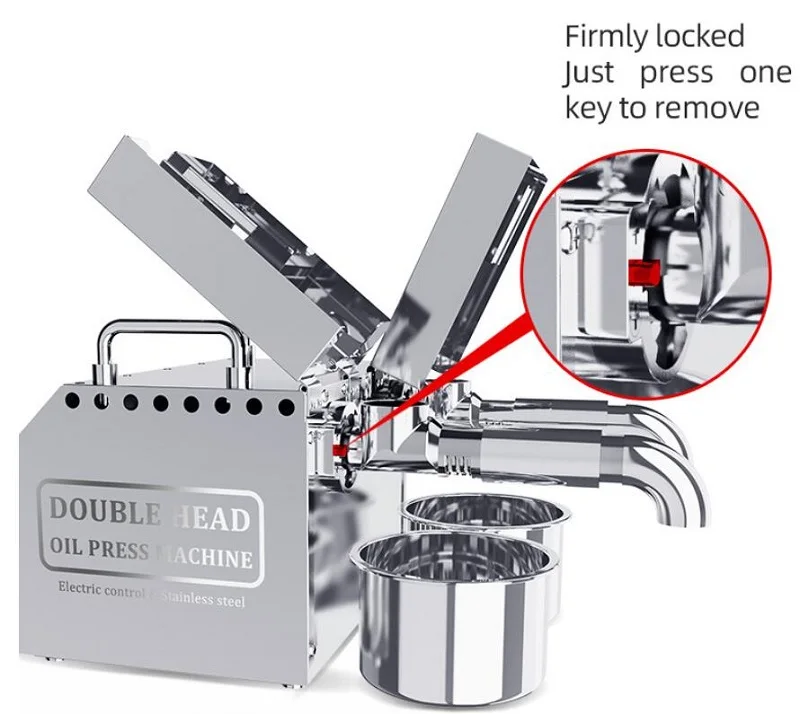 B02 Dual Head Oil Press Machine Small Commercial Double Screw Oil Extractor High Oil Yield Cold Hot Press For Peanut Sesame