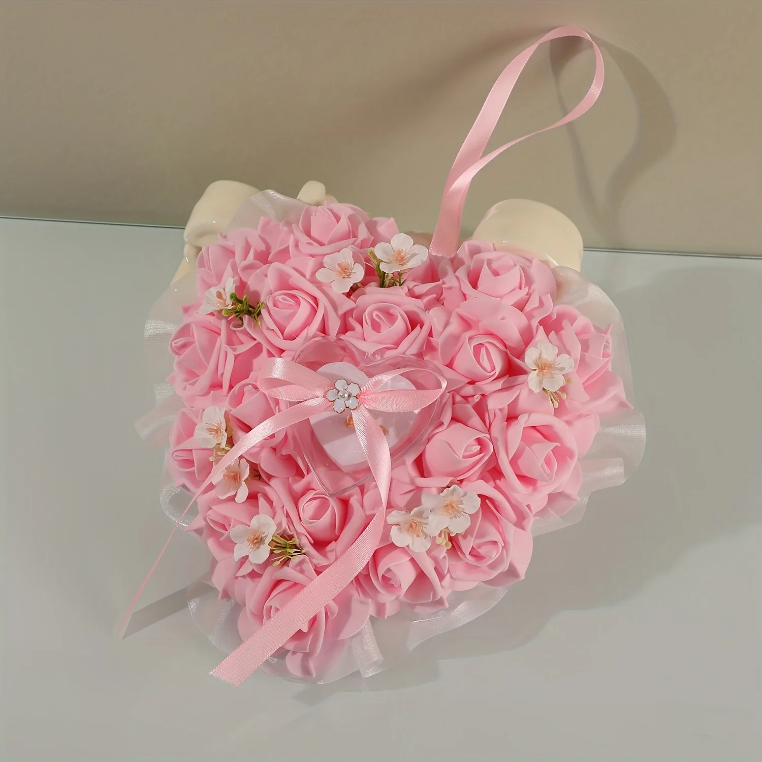 Beautiful Proposal Ring Pillow, Bride's Wedding Handheld Ring Pillow, Princess-Style Heart Ring Pillow for Proposals and Wedding