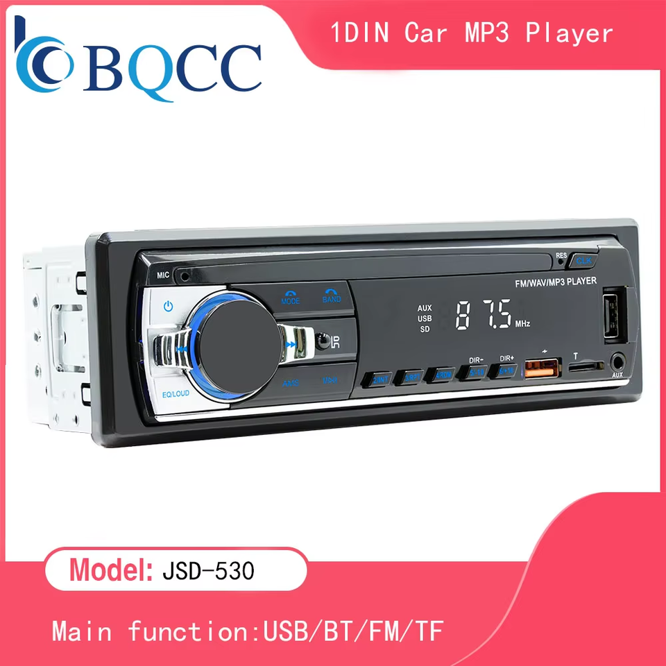  BQCC Car Radio Stereo Player Digital Bluetooth MP3 Player JSD-530 520 60Wx4 FM Audio Stereo Music USB/SD with Built-in AUX Input 