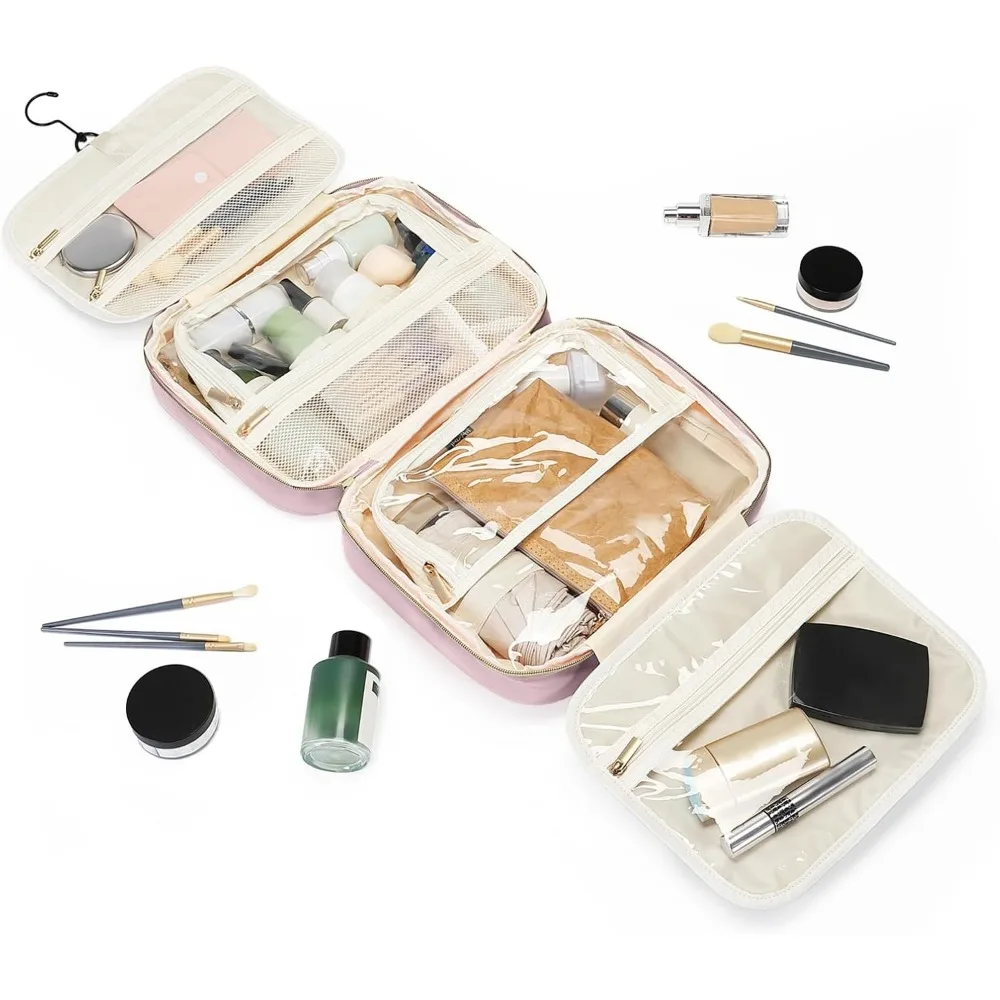 Women's Hanging Travel Toiletry Bag Cosmetic Organizer Pinkish Purple Large Capacity Water-Resistant