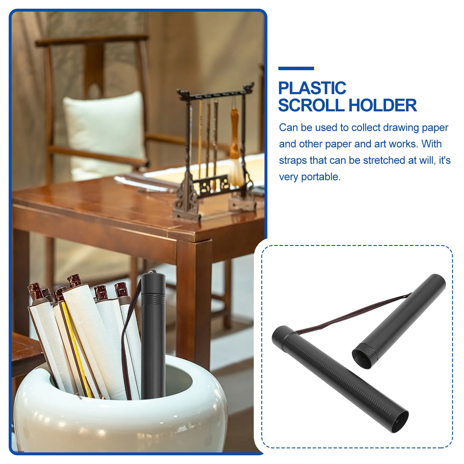 1Pcs Telescopic Scroll Holder Premium Plastic Rotary Chart Tube for Storing Drawings Posters Art Papers Portable Compact Easy to