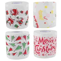 4 Rolls Christmas Toilet Paper Novelty Napkin Funny Bathroom Supplies Xmas Dinner Papers Santa Napkins Christmas Decorations