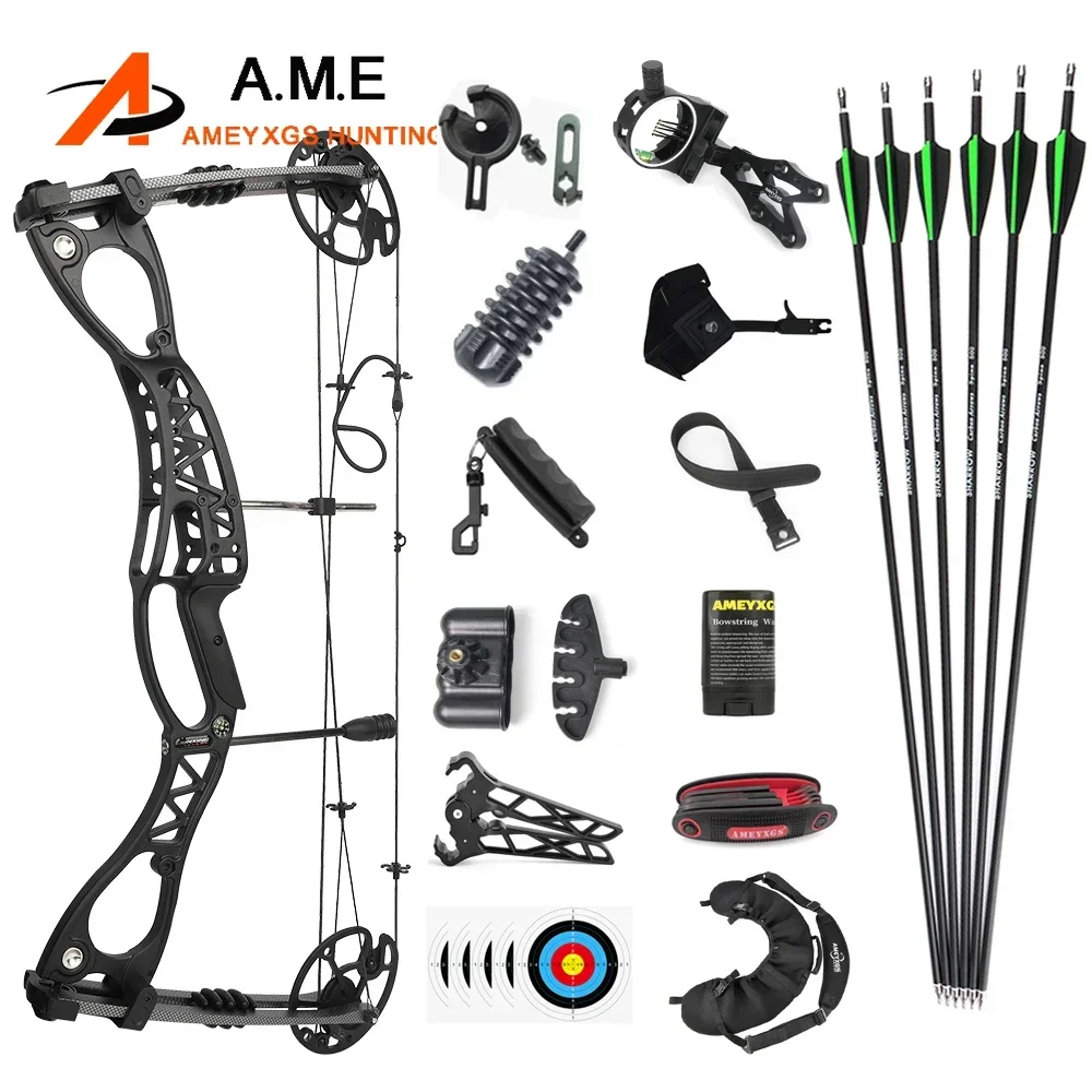 0-70lbs Archery Bow JUNXING M126 Compound Bow 320FPS Double Cam Pulley Spine500 Carbon Arrows For Outdoor Shooting Hunting Bow