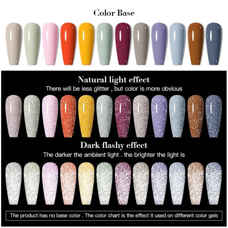 MEET ACROSS-Top Coat Glitter Reflexivo, Efeito Espumante, Mergulhe, UV Semi Permanente, Verniz Manicure, Decoração Nail Art, 6ml