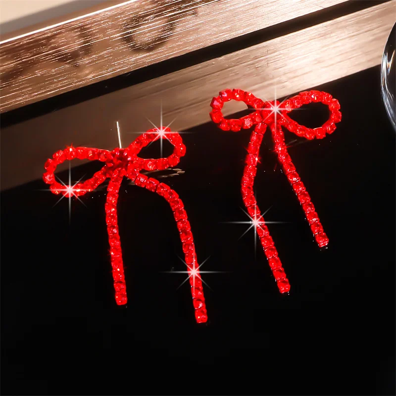 Elegante Strass-Schleifen-Quasten-Ohrringe für Frauen, lebendige, zarte, bunte Kristall-Quasten-Ohrringe, Party-Schmuckzubehör – Detail 14