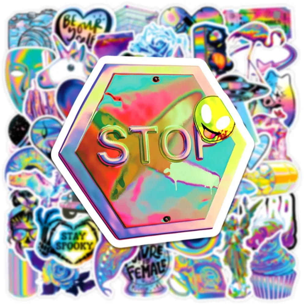 ملصقات ليزر كرتونية رائعة ، ثلاثية الأبعاد ، جمجمة تريبي ، مقاومة للماء ، شارات جرافيتي ، لابتوب ، هاتف ، جيتار ، حقائب ، مذكرات ، 10 ، 50