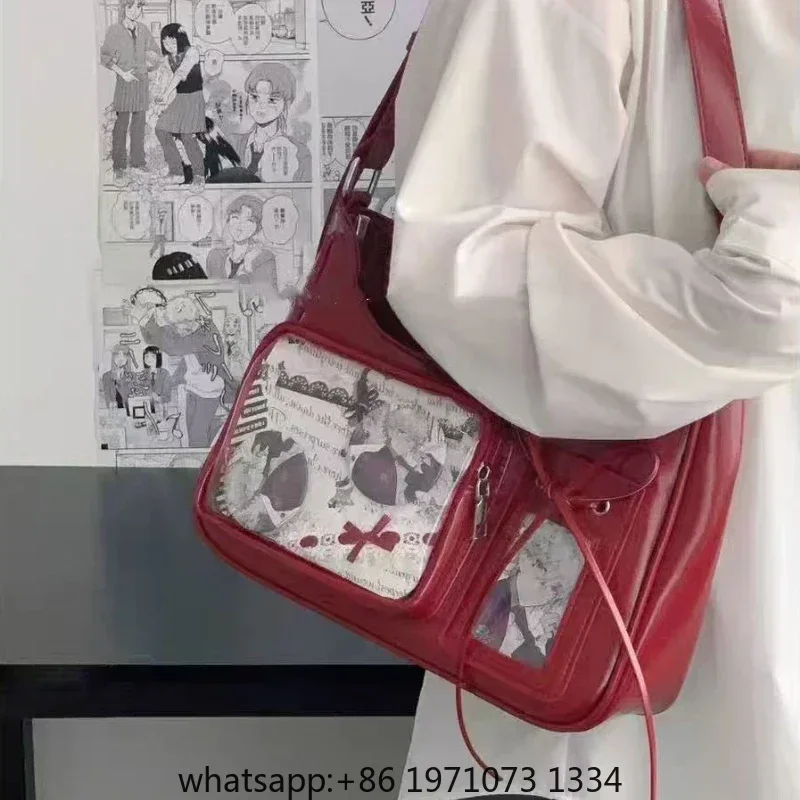 Y2k Harajuku Shoulder Bag Women Korean Transparent Ita Bag School Crossbody Bag Female Japanese Designer Preppy Handbag Purse
