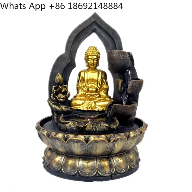 Buddha Resin Handicrafts Flowing Water Ornaments Desktop Fountains Water Features Chinese