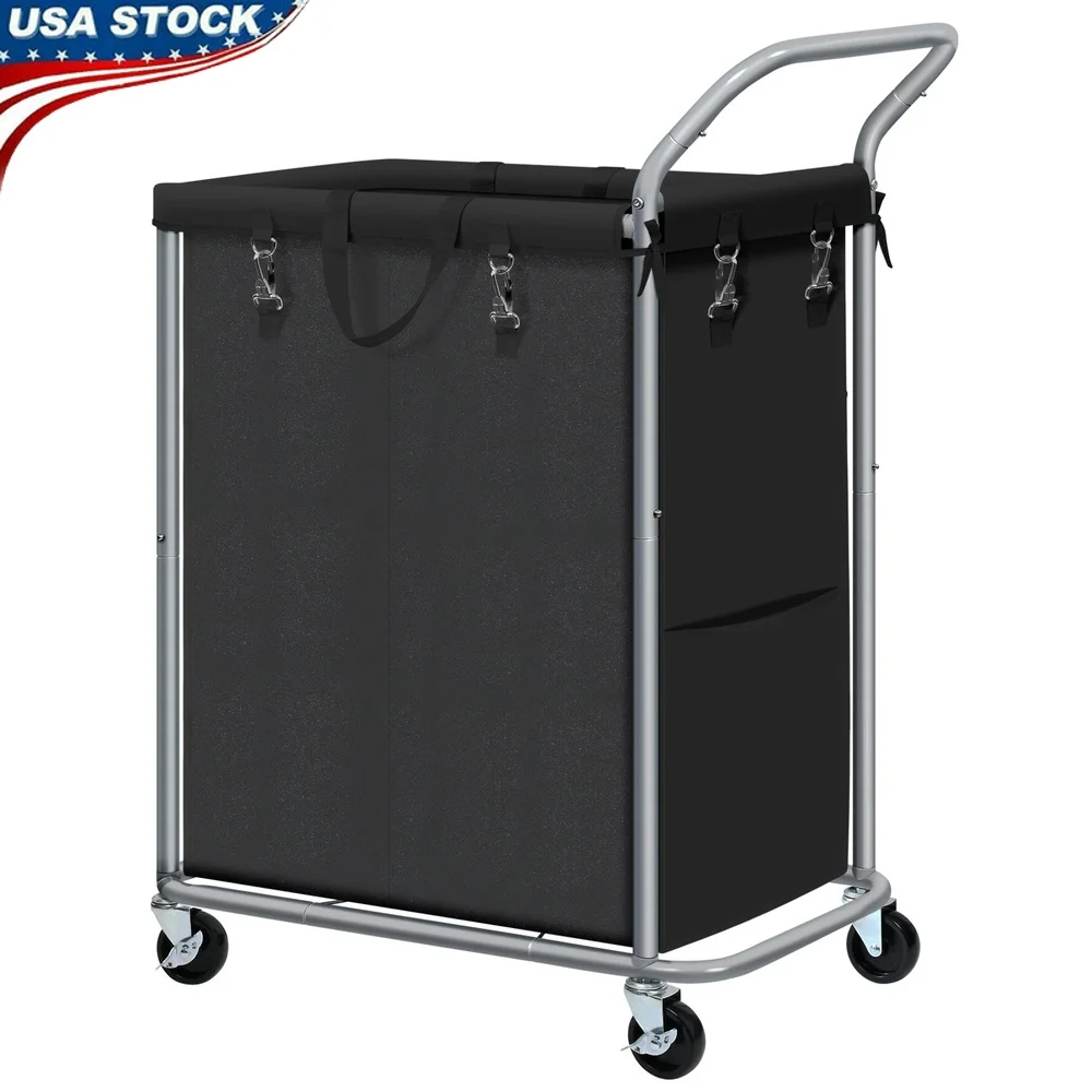 

Large 140L Rolling Laundry Hamper with Lockable Wheels Removable Waterproof Liner Sturdy Frame Easy Assembly Laundry Organizer
